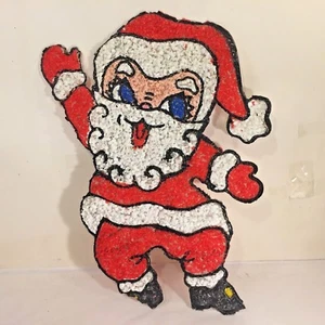 Vtg MCM Melted Plastic Popcorn Blue Eyed Santa Claus HTF Xmas Decoration *AS IS - Picture 1 of 6