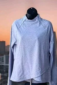 Mondetta Womens Gray Asymmetrical Mock Neck Swaeter. Size LG - Picture 1 of 10