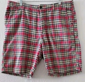 J Crew Vintage Madras Summer Casual Men's 38W Pink Plaid Relaxed Style Shorts - Picture 1 of 11