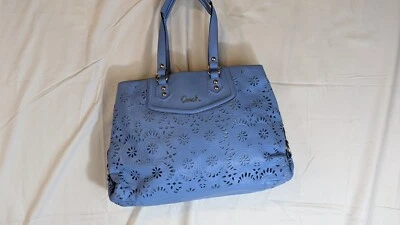 Coach Ashley Blue Lace Leather Carryall Tote Purse Shoulder Bag - MSRP $598 - Image 1 of 4