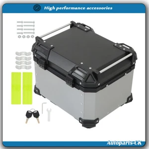 Equipaje de motocicleta plateado impermeable caja trasera estuche superior scooter maletero almacenamiento 45L - Imagen 1 de 18