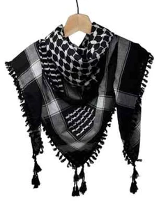 Shemagh Keffiyeh Original Made In Palestine Black White Hatta Arab Scarf Kufiya - Picture 1 of 7