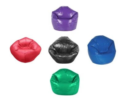 Silla de cuero sintético redonda con bolsa de frijoles asiento de vinilo - dormitorio de juegos para adolescentes niños salón Foto 1 de 4