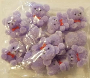 Lot of 12 Darice Craft Lavender Miniature 1" Flocked Teddy Bears w/ Red Bow Tie - Picture 1 of 2