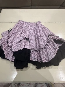 Full circle Prairie Dance handmade Skirt Pink Black Ruffle Party 80s Pageant Fun - Picture 1 of 9