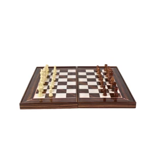 Wooden Walnut Design Chess & Backgammon Set 20 Inch - Picture 1 of 5