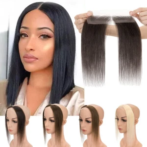 Natural Straight Front Hairline Topper Remy Human Hair Extensions Hair Topper UK - Picture 1 of 11