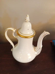 Vintage Small white with Gold Trim Coffee tea Pot Elegant Design 9" tall - Picture 1 of 4