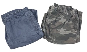 2 Pair Falls Creek Boy's Cargo Shorts XL (16-18) Camo Grey Pull-On - Picture 1 of 12