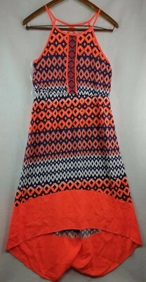 Vestido sin mangas My Michelle para niñas talla 14 naranja azul blanco Foto 1 de 4