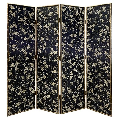 1155-801: Vintage 4-Panel Chinoiserie Faux Bamboo Decoupage Room Divider - Image 1 of 4