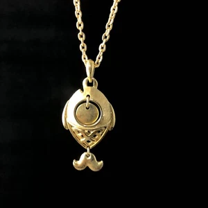 Collar Colgante Pez Funky Articulado Tono Dorado Vintage 18" - Imagen 1 de 6