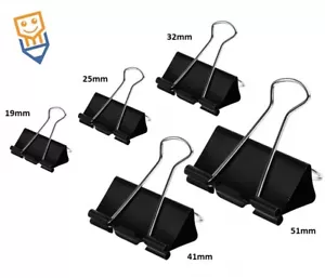 BULLDOG Foldback CLIP 19 25 32 41 51 mm PAPER BINDER Removable METAL GRIPS - Picture 1 of 13