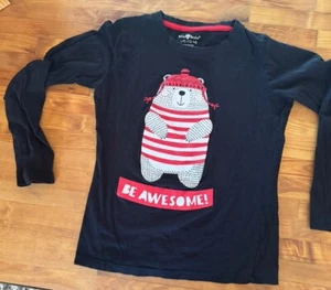 Bella & Birdie L/G 12-14 Black Long Sleeve T-shirt w/Polar Bear - Picture 1 of 2
