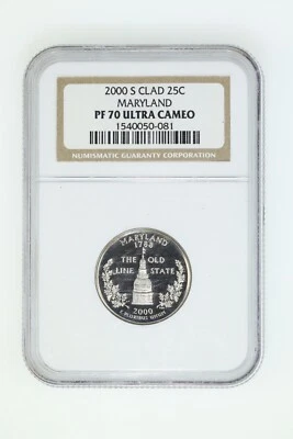 2000-S 25c Proof Maryland MD State Quarter NGC PF 70 Ultra Cameo PR San Fran - Image 1 of 2