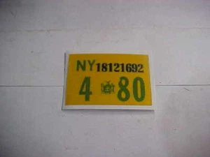 1980 Nueva York Nueva York Placa Adhesivo Registro - Imagen 1 de 1