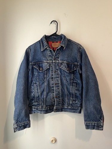 VETEMENTS Giacca denim vintage anni 80 Levis coperta foderata camionista invecchiata uomo piccola