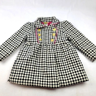 Chaquetón acampanado a cuadros mezcla de lana Penelope Mack con detalles dorados y rosas calientes Foto 1 de 4