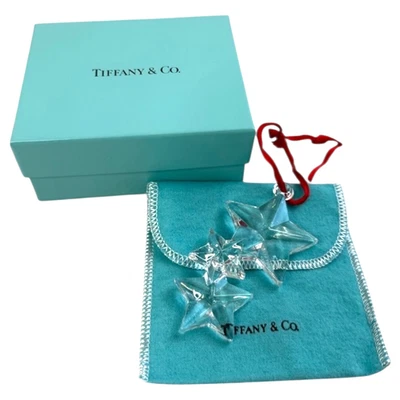 Tiffany & Co Adorno de Navidad 3 Estrellas Cristal Vintage 2000 Bolsa Caja Difícil de Encontrar Leer Foto 1 de 4