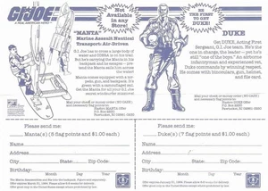 1983 GI Joe DUKE / MANTA / POSTER + insert mail away offer 31.03.84 Cobra JTC P090B - Bild 1 von 3