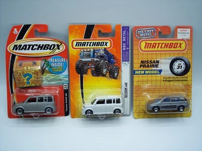 THREE "MATCHBOX" **JDM JAPAN** SCION xB & NISSAN PRAIRIE VANS MINT CARDED - Image 1 of 4