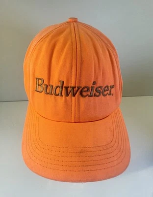 De colección Neón Naranja Caza Anheuser Bush Budweiser Snapback Sombrero Gorra Envejecida Foto 1 de 4