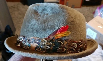 复古因斯布鲁克 Souczek Real Austrian Velor Tyrolean 或 Alpine 风格帽子 — 第 1/4 张图片