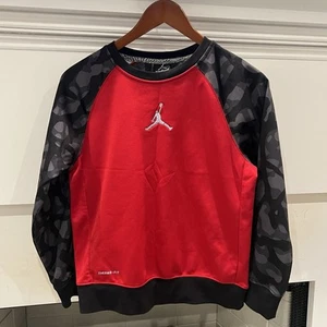 Air Jordan Youth Red Camo Sweatshirt Size Large Therma Fit Jumpman - Picture 1 of 7