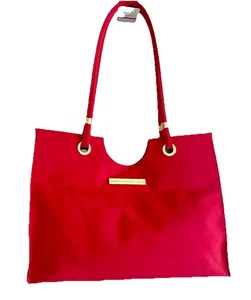 Giorgio Beverly Hills Large Red Fabric Tote Bag 15” Wide X 11” Tall X 5” Thick - Picture 1 of 7