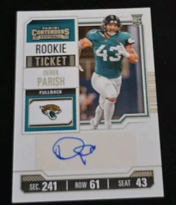 Boleto de novato Panini Contenders 2023 automático #179 Derek Parish autógrafo Jaguars  - Imagen 1 de 2