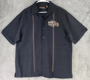 Cubavera Shirt Mens XL Black Embroidered Car Auto Club Bowling Camp Retro Top - Picture 1 of 8