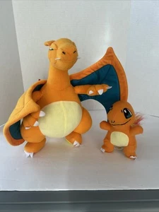 Pokemon Large Charizard Charmander Evolution Jumbo Plush Stuffed Toy Lot of 2 - Picture 1 of 15