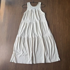 EVERLANE The Weekend Tiered Midi Dress Cotton Tank Off-White Cream Womens Small - Picture 1 of 8
