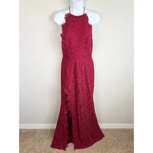 Fame and Partners Dragon Eyes Red Lace Maxi Dress Gown Women's 4 Formal Love - Picture 1 of 11