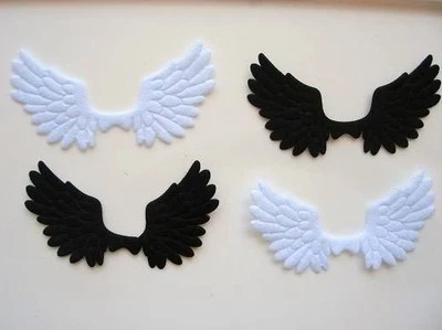 60 Black & White BIG 3" Angel Wing Felt Applique/trim/sewing/holiday/craft H176 - Image 1 of 2