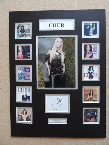 CHER - UNIQUE STUNNING SIGNED / AUTOGRAPH DISPLAY - SINGLES COLLECTION - COA Cover