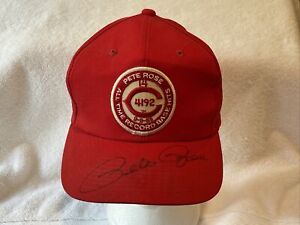 RARE Pete Rose AUTOGRAPHED Cincinnati Reds All-Time Hat Record 4192 SnapBack Hat