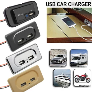 3.1A 12V Dual USB Port Fast Charger Socket Power Outlet Panel Motorcycle Cars RV - Photo 1 sur 12