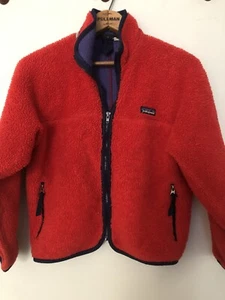 Patagonia Kid's Youth Deep Pile Sherpa Full Zip Jacket Size M 10 Red Vintage - Picture 1 of 4