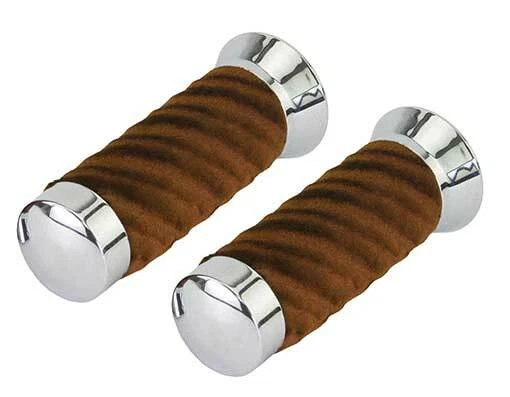 F&R LOWRIDER Bicycle Velour Swirl Grips Chrome OR Gold Cap Lowrider Bike Show - Image 1 of 1