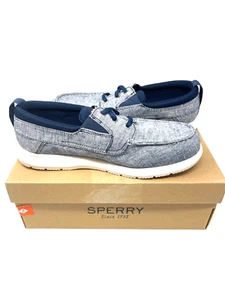 Sperry Bowrider Plushstep 3-Eye Mens 8.5 Wide Boat Shoe Navy Slip-on Top Sider - Picture 1 of 5