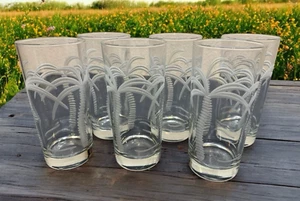 Rolf Glass Etched Palm Tree Cooler Highball Iced Tea Tumbler Tropical Water 15oz - Picture 1 of 10
