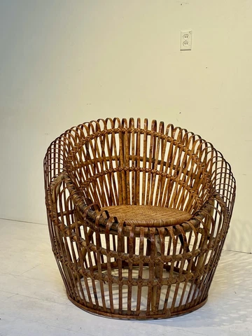 Franco Albini Style Round Bamboo Rattan Chair Cover