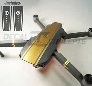DJI Mavic Gold Racing Stripes Graphic Wrap kit - Battery Decal Skin Sticker Pro - Picture 1 of 3