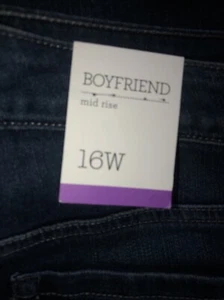 Style&co 16w NWT Boyfriend Mid Rise Denim Jeans Melody Med Dark Wash🧡 - Picture 1 of 7