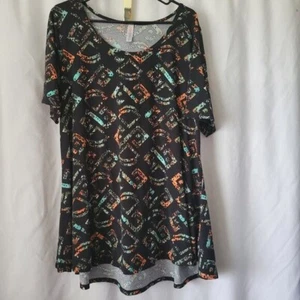 LuLaRoe 2XL Simply Comfortable Tunic or Short Dress Hi-Low Hem Short Sleeves EUC - Picture 1 of 7