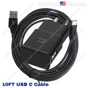 USB Fast Charger Wall Power Adapter 10Ft Long Type C Cable For Samsung Android - Picture 1 of 15