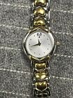 Bulova Heart Style Yellow Gold Plated Two Tone Metal Band Quartz Ladies Watch