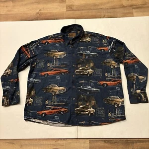 Magellan Shirt Mens XXL 2XL Blue Cars Long Sleeve Button Down Up Sportswear - Picture 1 of 7