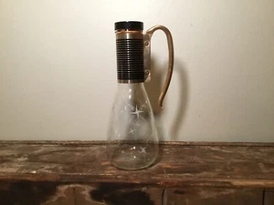 VTG Atomic Starburst Pattern Early PYREX Carafe Complete w Lid & handle Gold - Picture 1 of 15